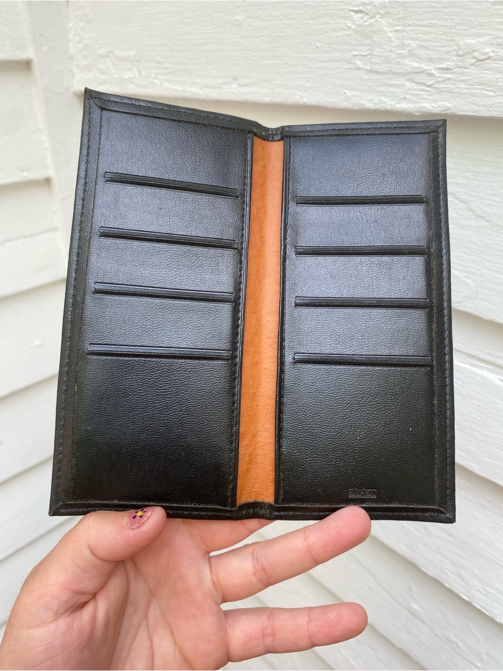Vintage Black Card Organizer Bifold Long Wallet “durlon”